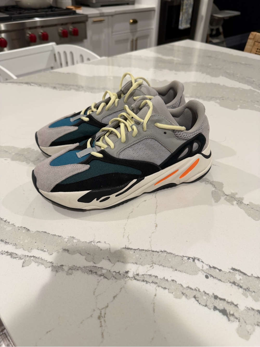 Yeezy Boost 700 Sneakers in Gray, Teal & Orange Accent